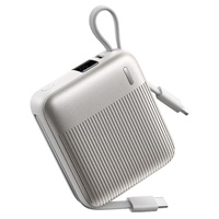 Remax FC-05 22.5W Power Bank [10K mAh] [1 Port + Lightning & USB-C Cables] (Silver)